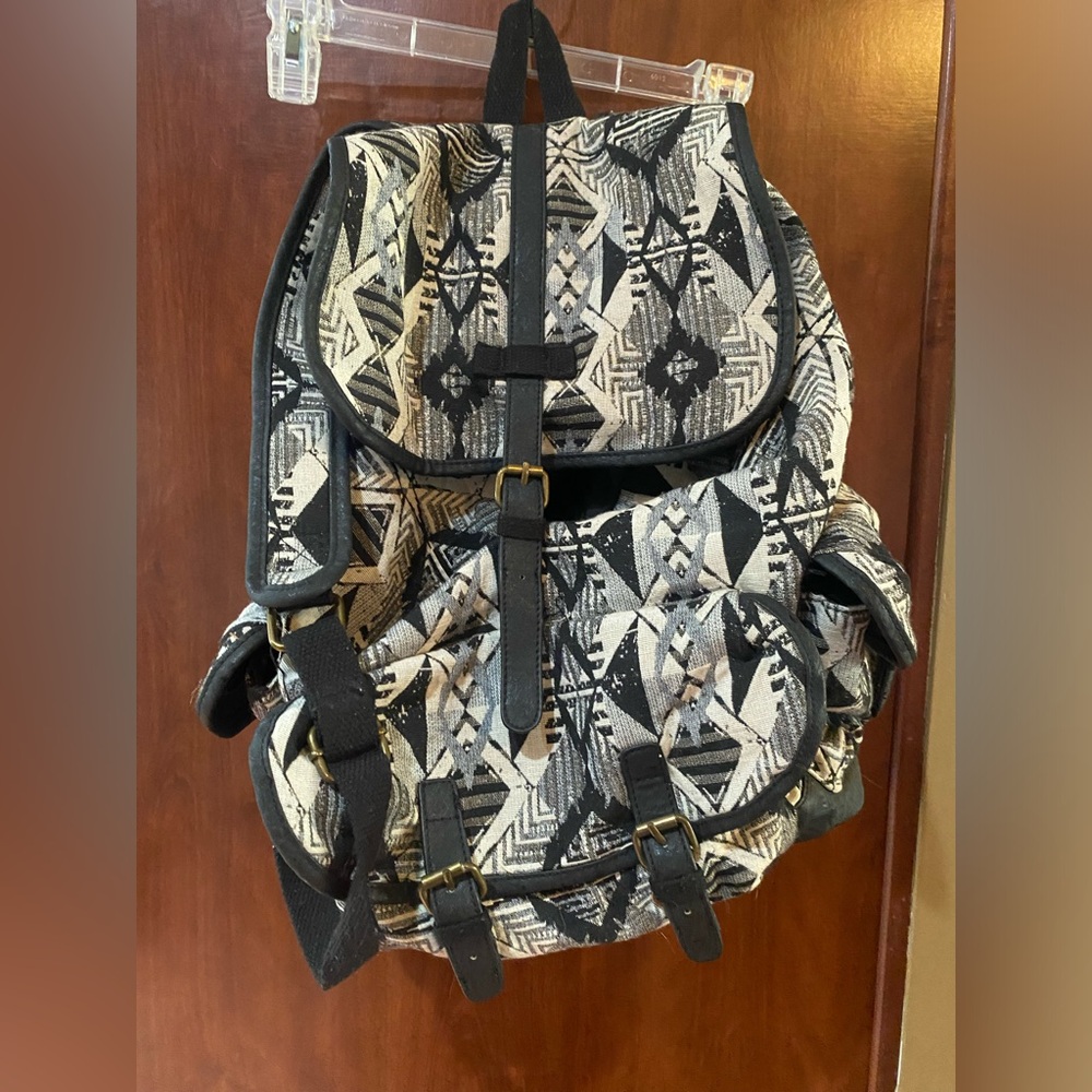 Mossimo Supply Co. Black & White Aztec Canvas Backpack